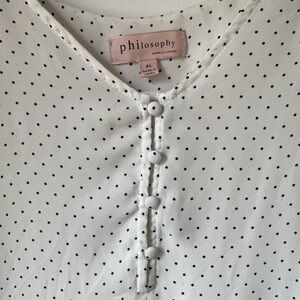 Philosophy White Polka Dot Top